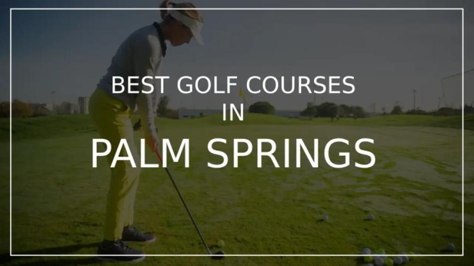Golfer preparing to swing on a lush golf course with mountains, highlighting best courses in Palm Springs.